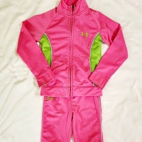 Under Armour Pink & lime Green Girl's Track Suit Outfit Size: 6 - Picture 10 of 10